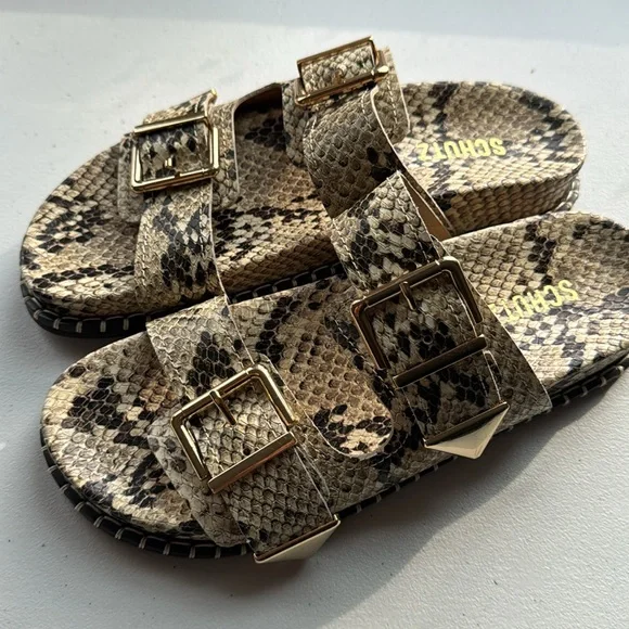 🍂🍁 NAOMI SPORTY SNAKE-EMBOSSED LEATHER SANDAL🍁🍂 SIZE 7 B - Picture 3 of 8